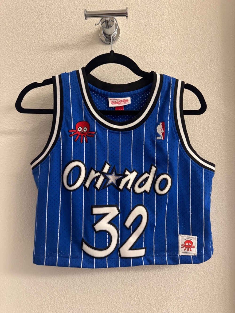 Mitchell & Ness Orlando Blue Pinstripe Crop Jersey Top